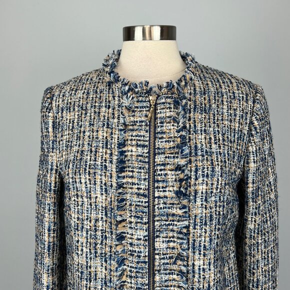 J. McLaughlin Black & White Tweed Open-Front Coat - Picture 5 of 16